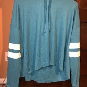 Blue and white long sleeve hoodie